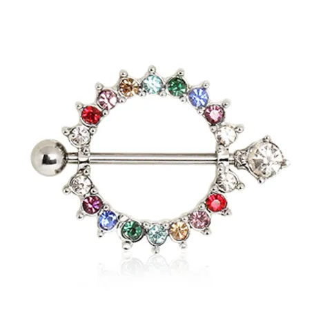 Piercing téton bouclier multicolore