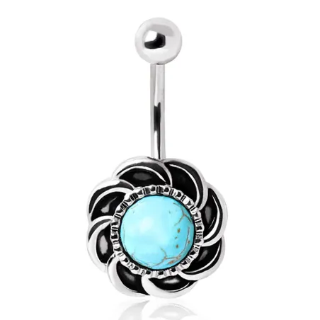 Piercing nombril antique turquoise