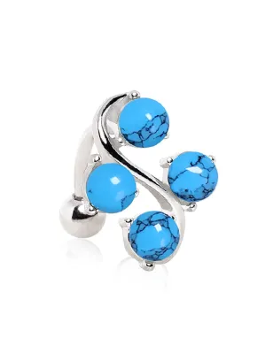 Piercing nombril inversé vigne turquoise