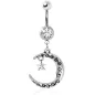 Piercing nombril pendentif lune avec étoile