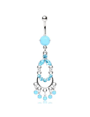 Piercing nombril pendentif chandelier turquoise