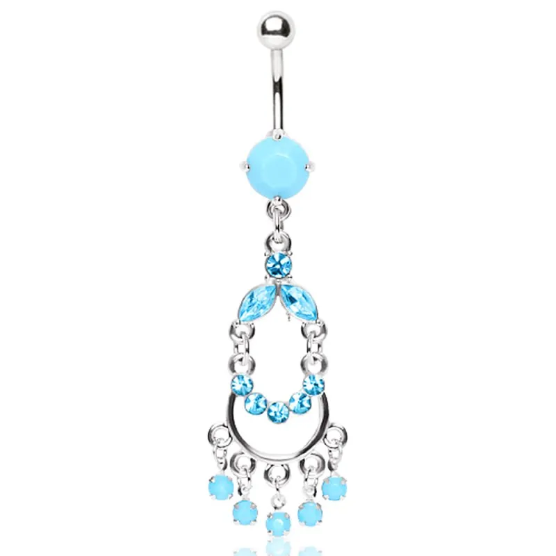 Piercing nombril pendentif chandelier turquoise