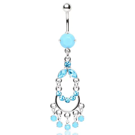 Piercing nombril pendentif chandelier turquoise