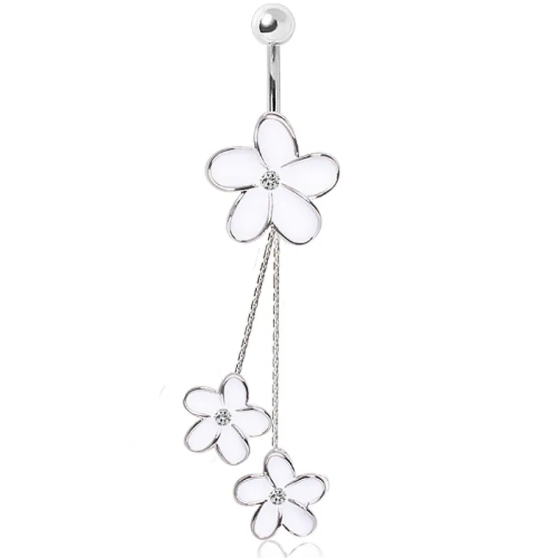Piercing nombril pendentif trois fleurs