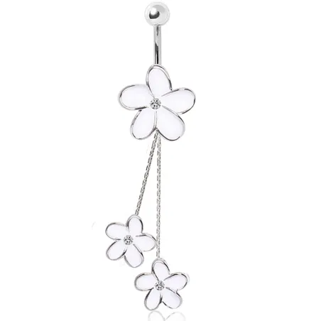 Piercing nombril pendentif trois fleurs