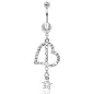 Piercing nombril pendentif coeur et étoile