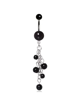 Piercing nombril acrylique noir chaines