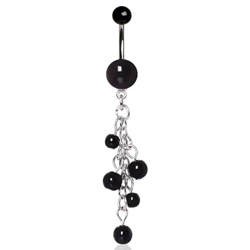 Piercing nombril acrylique noir chaines