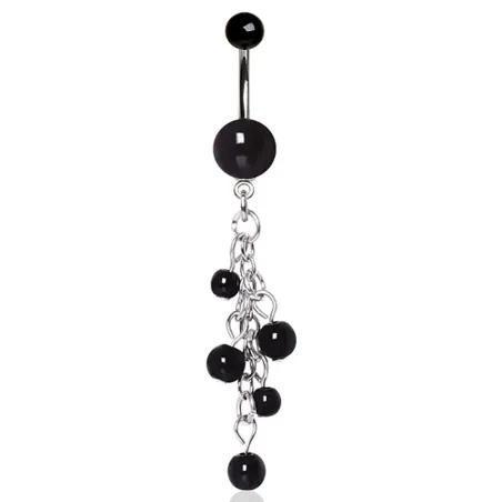 Piercing nombril acrylique noir chaines