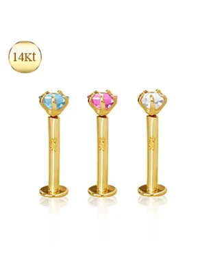 Piercing Labret Or jaune 14 carats étoile