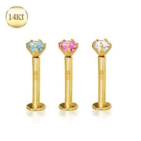 Piercing Labret Or jaune 14 carats étoile