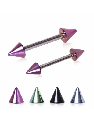 Piercing téton barbell spikes colorées