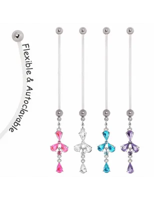 Piercing nombril de grossesse fleur gemmes