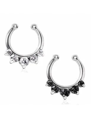 Faux piercing septum gemmes