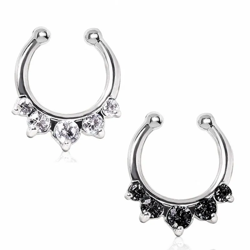 Faux piercing septum gemmes