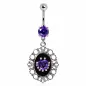 Piercing nombril cadre et rose tanzanite