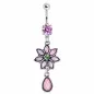 Piercing nombril fleur opale rose