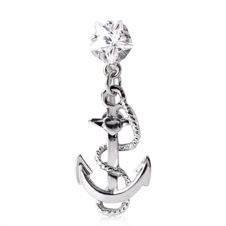 Piercing nombril inversé ancre marine