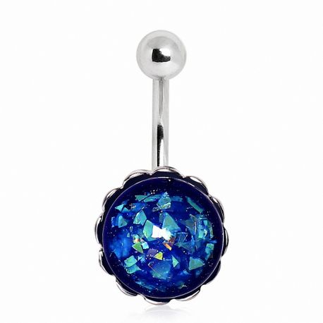 Piercing nombril opale synthétique bleue