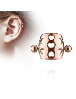 Piercing Oreille Helix Cartilage Barbell Bouclier Coeurs Or Rose
