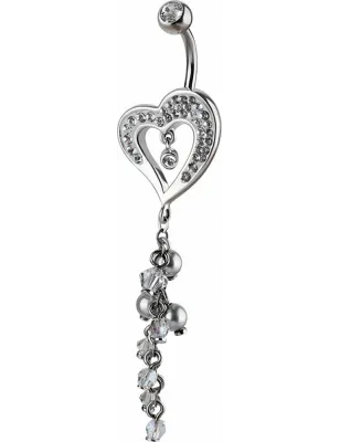 Piercing nombril Crystal Evolution Swarovski Coeur avec perles