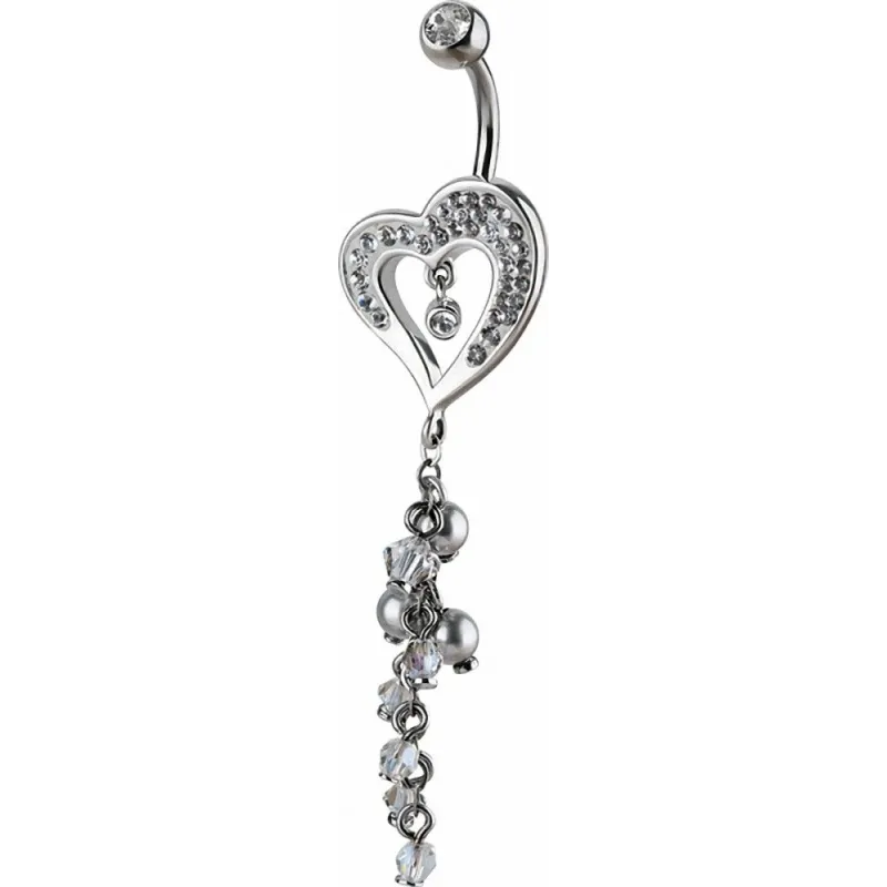 Piercing nombril Crystal Evolution Swarovski Coeur avec perles