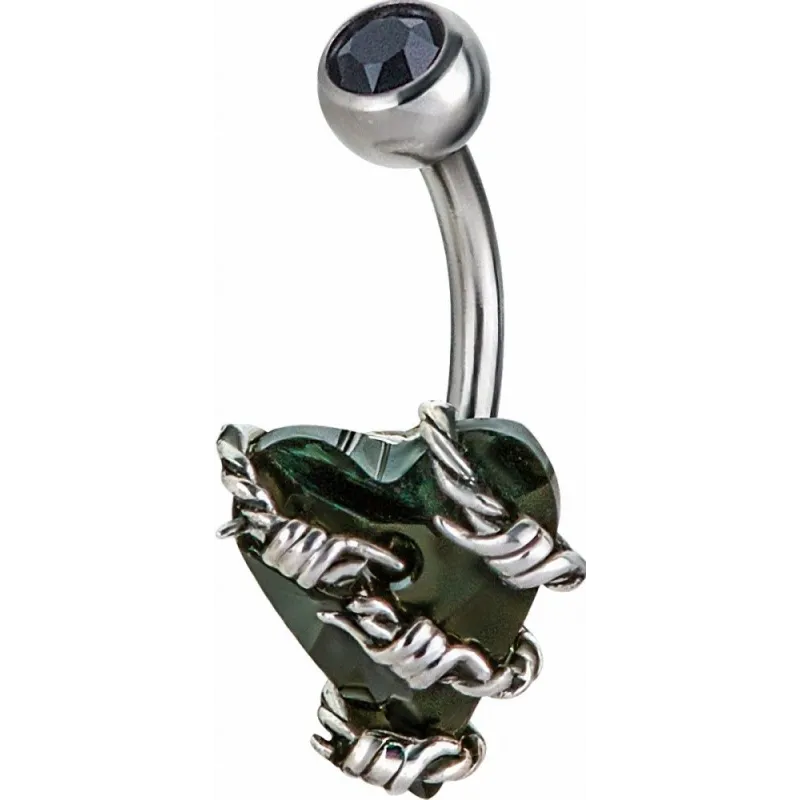 Piercing nombril Crystal Evolution Swarovski Coeur fil barbelé