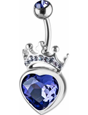 Piercing nombril Crystal Evolution Swarovski Coeur avec couronne