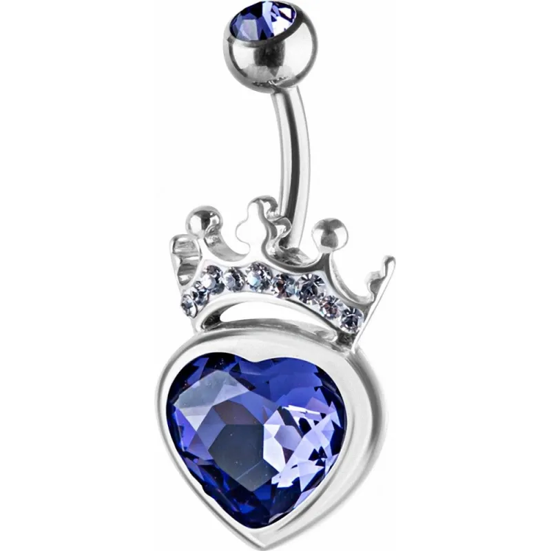 Piercing nombril Crystal Evolution Swarovski Coeur avec couronne