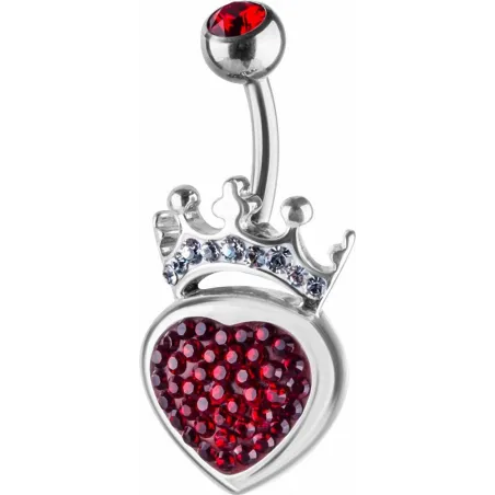 Piercing nombril Crystal Evolution Swarovski Coeur royal rouge
