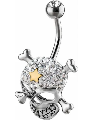 Piercing nombril Crystal Evolution Swarovski Crâne avec os