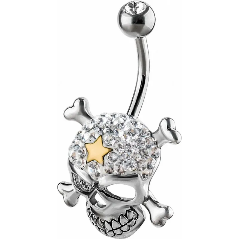 Piercing nombril Crystal Evolution Swarovski Crâne avec os