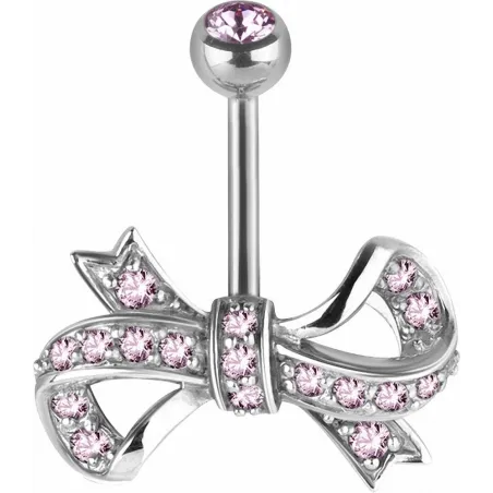 Piercing nombril Swarovski Zirconia Ruban rose