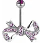 Piercing nombril Swarovski Zirconia Ruban fuchsia