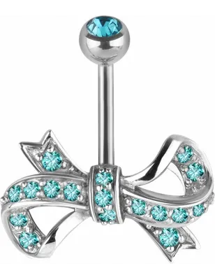 Piercing nombril Swarovski Zirconia Ruban turquoise