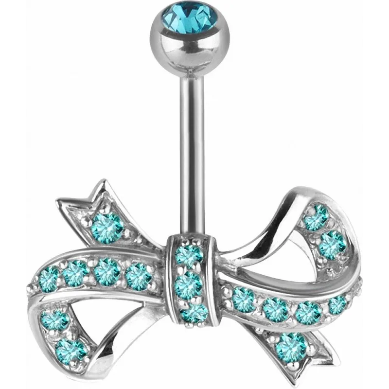 Piercing nombril Swarovski Zirconia Ruban turquoise
