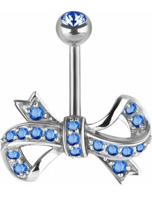Piercing nombril Swarovski Zirconia Ruban bleu