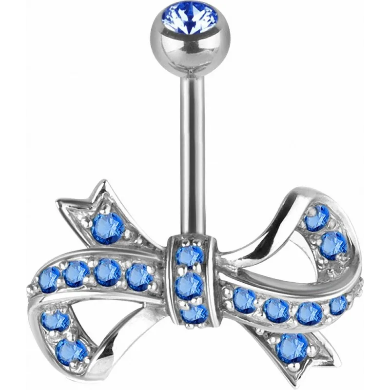 Piercing nombril Swarovski Zirconia Ruban bleu