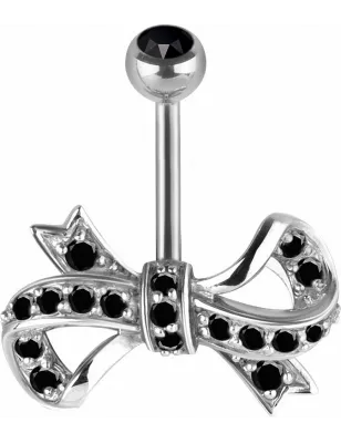 Piercing nombril Swarovski Zirconia Ruban noir
