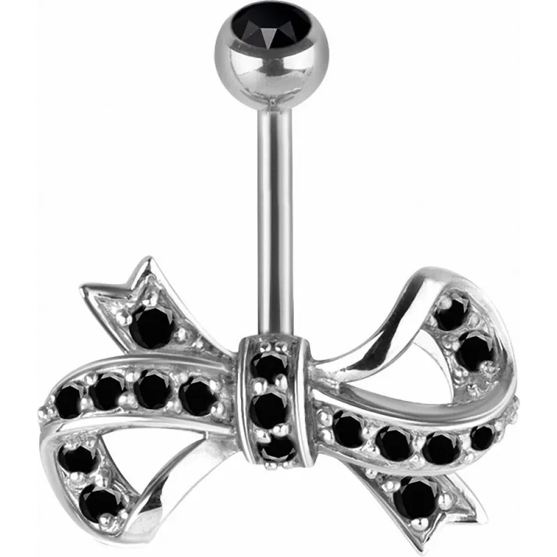 Piercing nombril Swarovski Zirconia Ruban noir