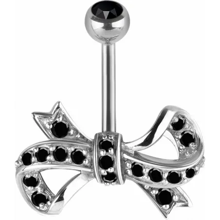 Piercing nombril Swarovski Zirconia Ruban noir