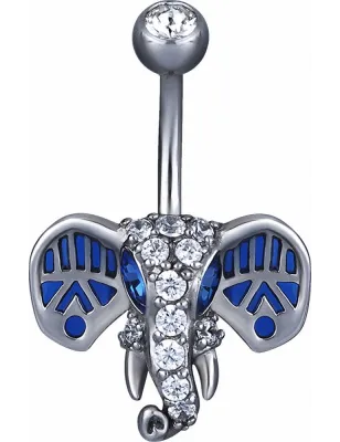 Piercing nombril Swarovski Zirconia Eléphant bleu