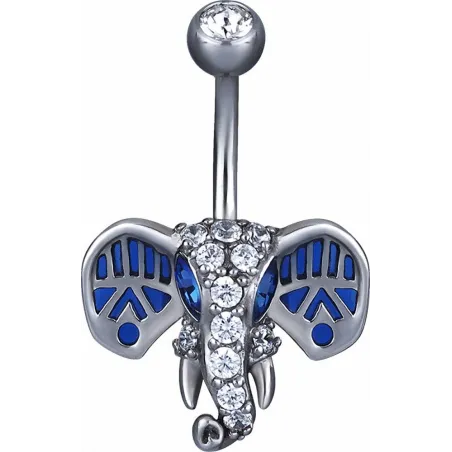 Piercing nombril Swarovski Zirconia Eléphant bleu