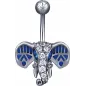 Piercing nombril Swarovski Zirconia Eléphant bleu