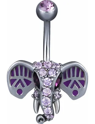 Piercing nombril Swarovski Zirconia Eléphant violet