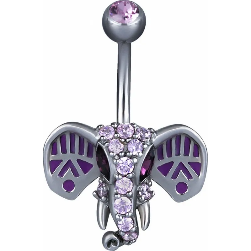 Piercing nombril Swarovski Zirconia Eléphant violet