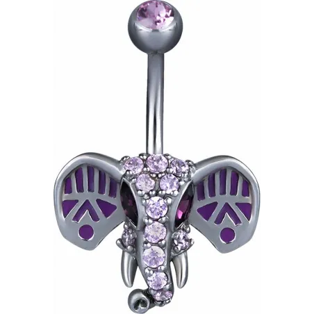 Piercing nombril Swarovski Zirconia Eléphant violet