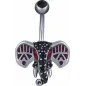Piercing nombril Swarovski Zirconia Eléphant noir et rouge