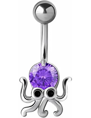 Piercing nombril pieuvre crystal Swarovski violet