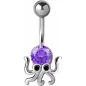 Piercing nombril pieuvre crystal Swarovski violet